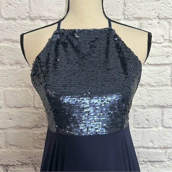 Lulu's Cotillion Matte Navy Blue Sequin Maxi Dress - Picture 7 of 16
